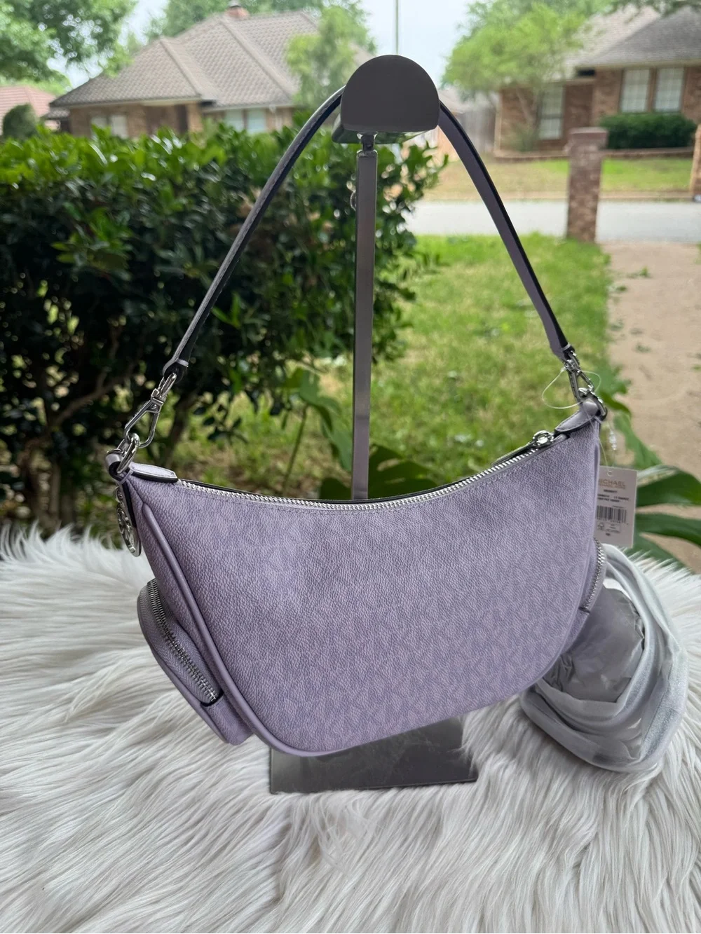 Michael Kors Lavender Saffiano Crescent Shoulder Bag